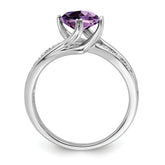 14k White Gold Amethyst and Diamond Ring